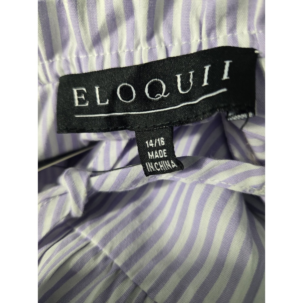 Eloquii women's purple striped cotton tiered belted shift mid dress size 14/18 - Picture 3 of 4
